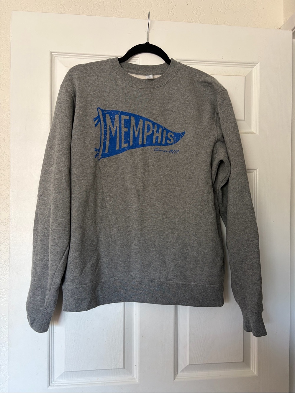 Memphis Graphic Crewneck Sweatshirt - Gray with Blue Logo size S